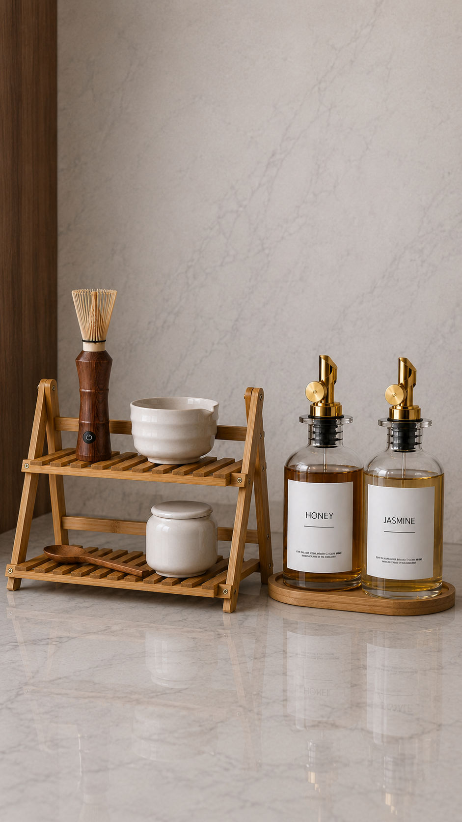Premium Glass Syrup Dispenser Set with Coffee & Matcha Labels